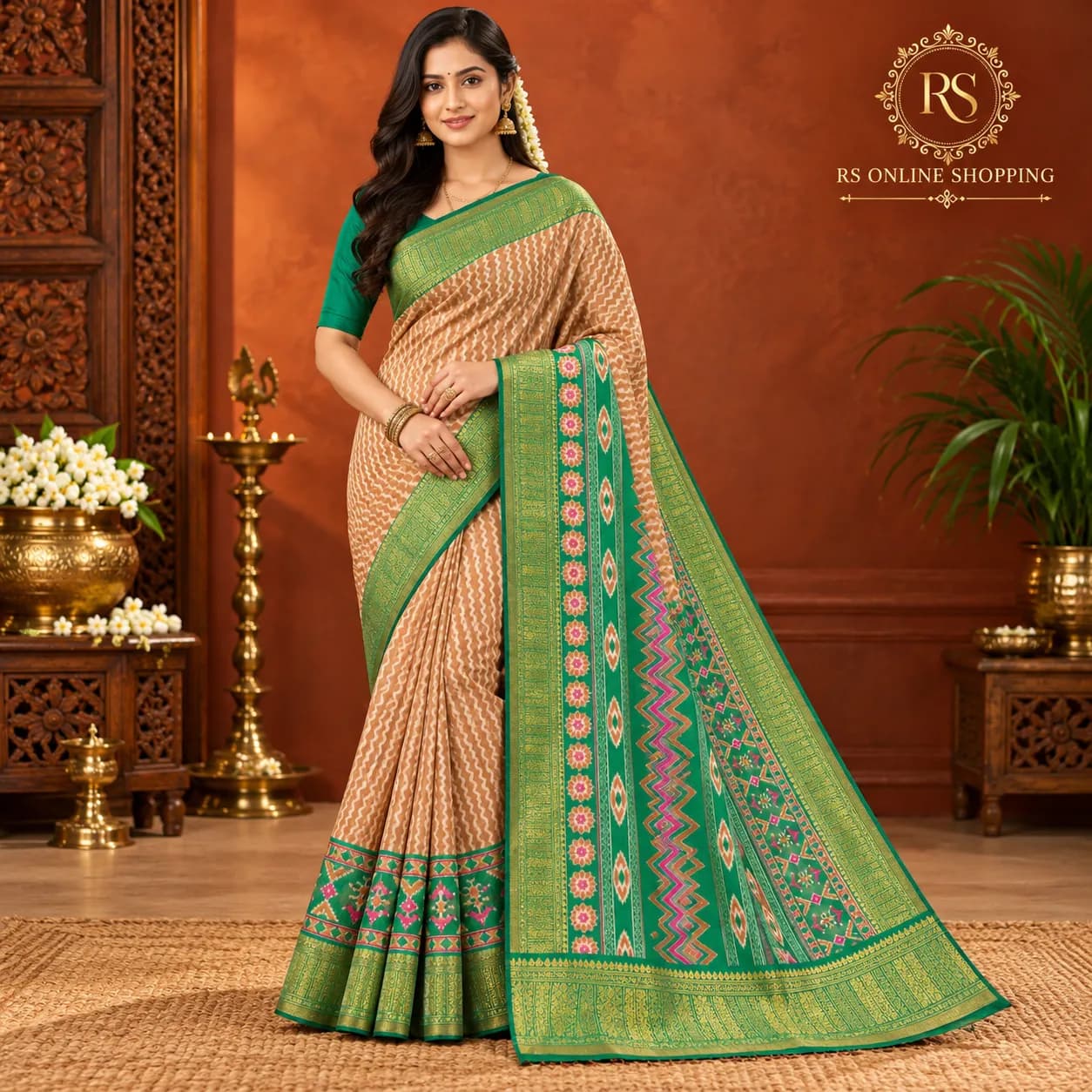 Pochampallai Design Tussar Silk(Musted Yellow)