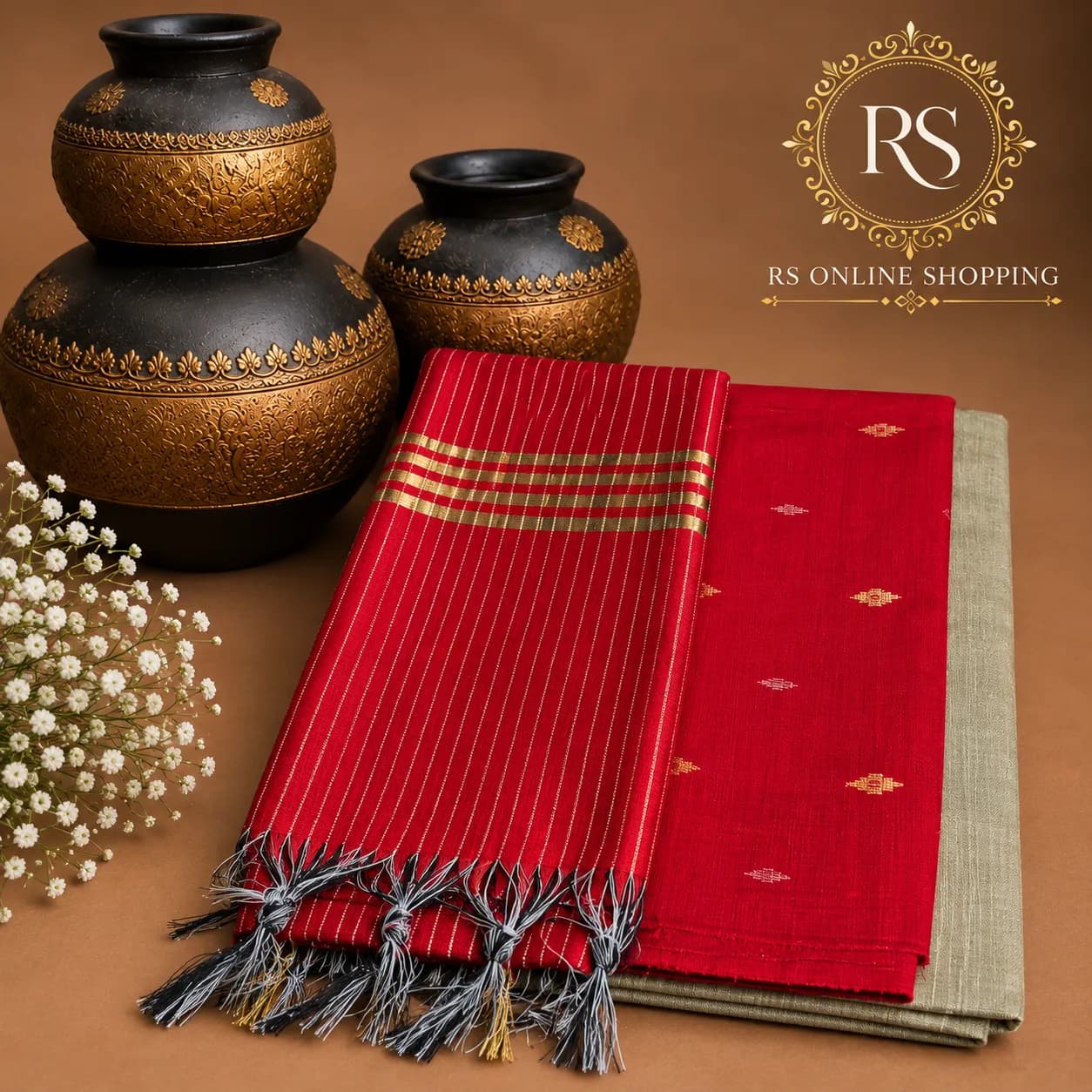 Salwar Raw Silk Unstiched Material(3Pc Set/Red)