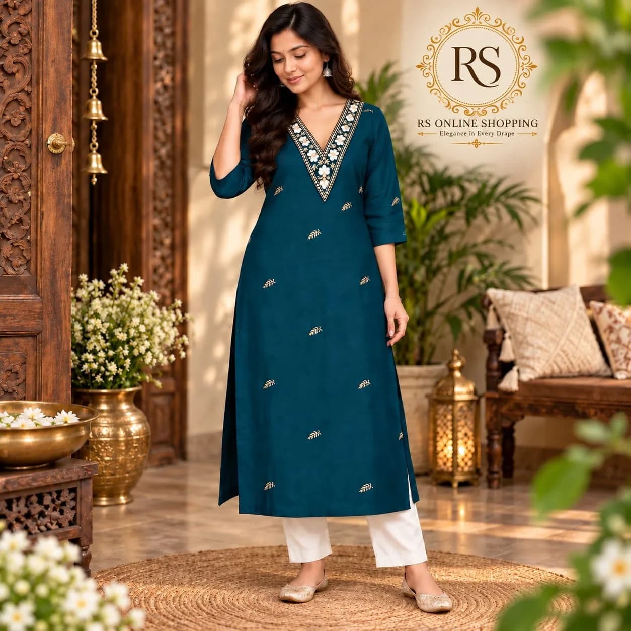 Silk Fabric Avaasa Brand Top Only(S-Ramar Blue)