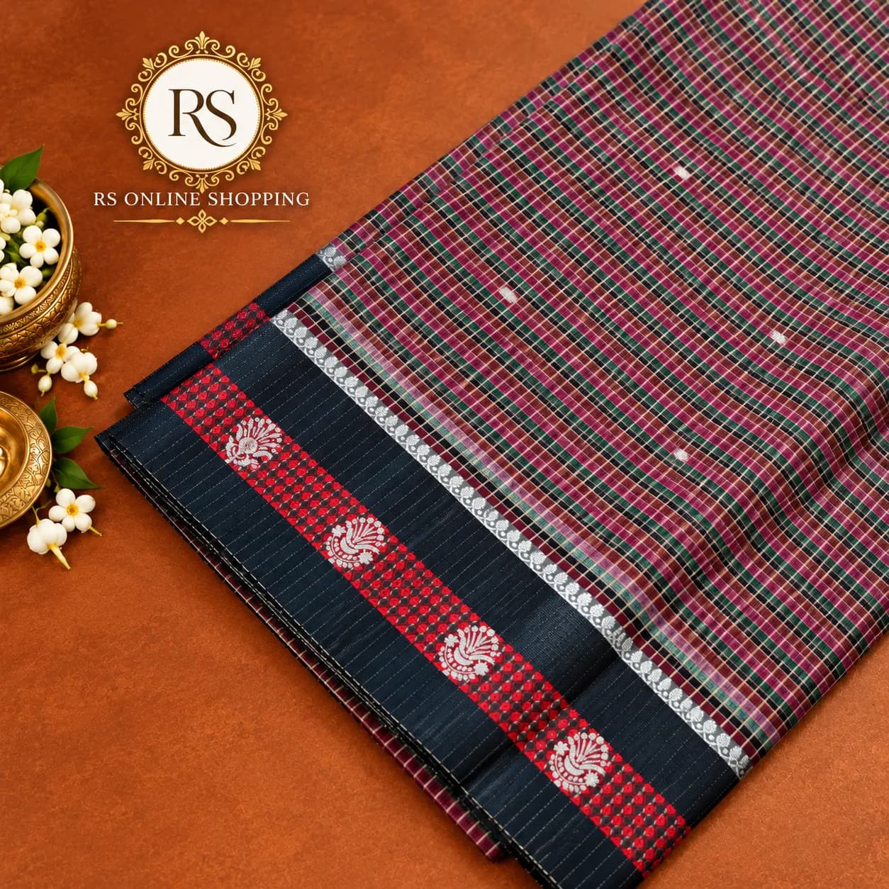 Kota Tussar Silk(Black with Mult)